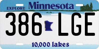MN license plate 386LGE
