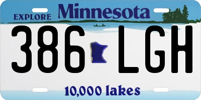 MN license plate 386LGH