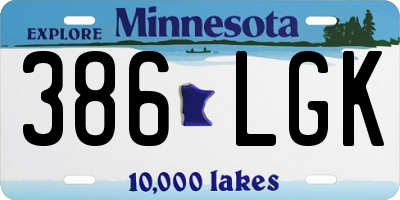 MN license plate 386LGK