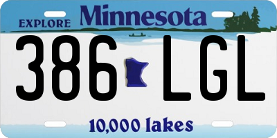 MN license plate 386LGL