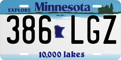 MN license plate 386LGZ