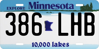 MN license plate 386LHB