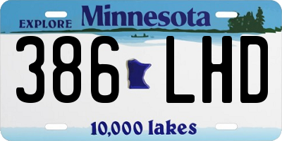 MN license plate 386LHD