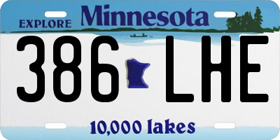 MN license plate 386LHE