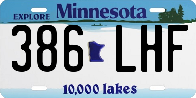 MN license plate 386LHF