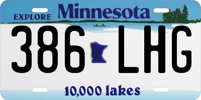 MN license plate 386LHG