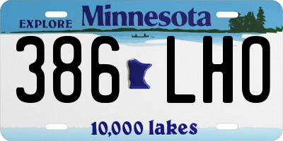 MN license plate 386LHO