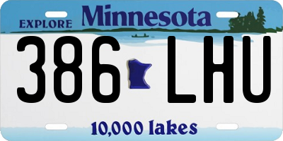 MN license plate 386LHU