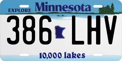 MN license plate 386LHV