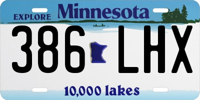 MN license plate 386LHX