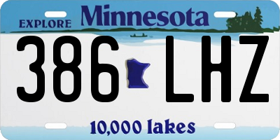 MN license plate 386LHZ