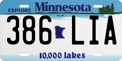 MN license plate 386LIA