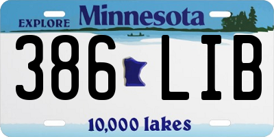 MN license plate 386LIB