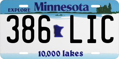 MN license plate 386LIC