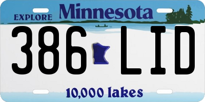 MN license plate 386LID