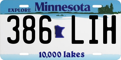 MN license plate 386LIH