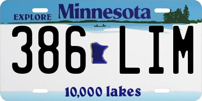 MN license plate 386LIM