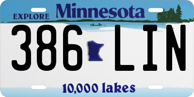 MN license plate 386LIN