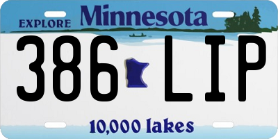 MN license plate 386LIP