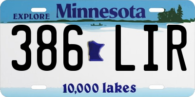 MN license plate 386LIR