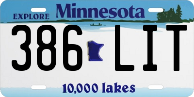 MN license plate 386LIT