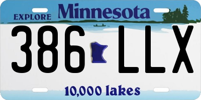 MN license plate 386LLX