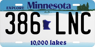 MN license plate 386LNC
