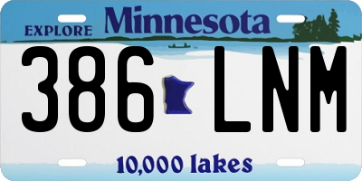 MN license plate 386LNM