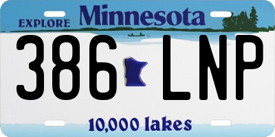 MN license plate 386LNP