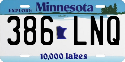 MN license plate 386LNQ