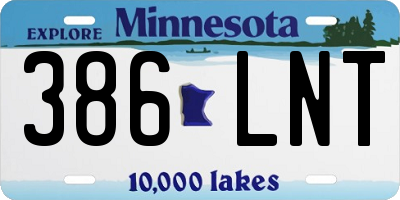 MN license plate 386LNT