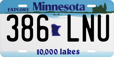 MN license plate 386LNU