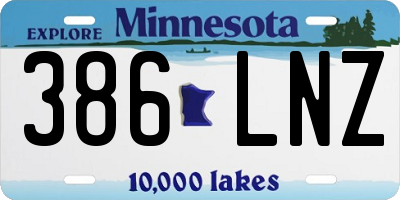 MN license plate 386LNZ
