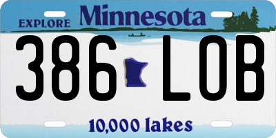 MN license plate 386LOB