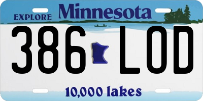 MN license plate 386LOD