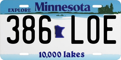MN license plate 386LOE