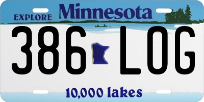 MN license plate 386LOG
