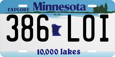 MN license plate 386LOI