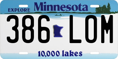 MN license plate 386LOM