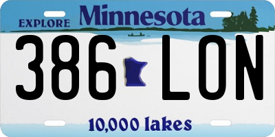 MN license plate 386LON