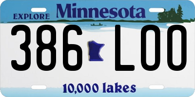 MN license plate 386LOO