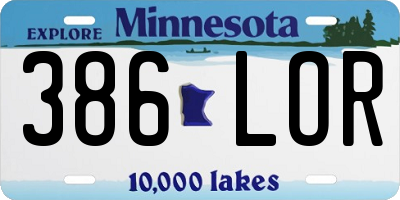 MN license plate 386LOR
