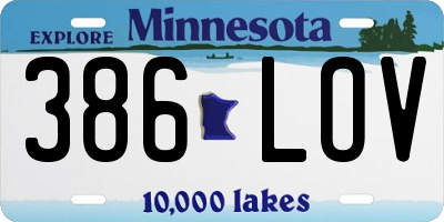 MN license plate 386LOV
