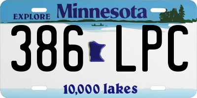 MN license plate 386LPC