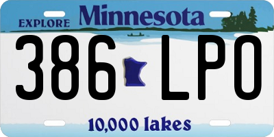 MN license plate 386LPO