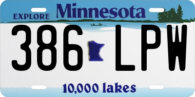 MN license plate 386LPW