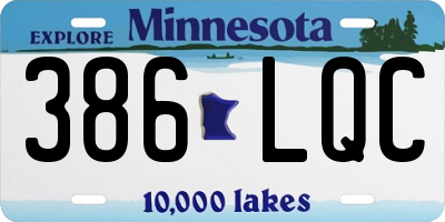 MN license plate 386LQC