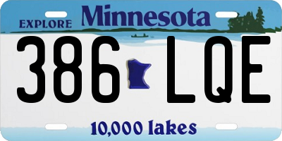 MN license plate 386LQE