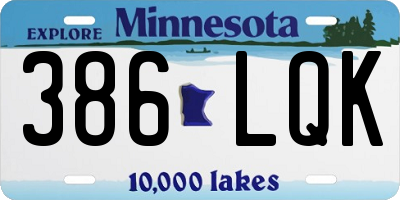 MN license plate 386LQK