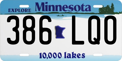 MN license plate 386LQO